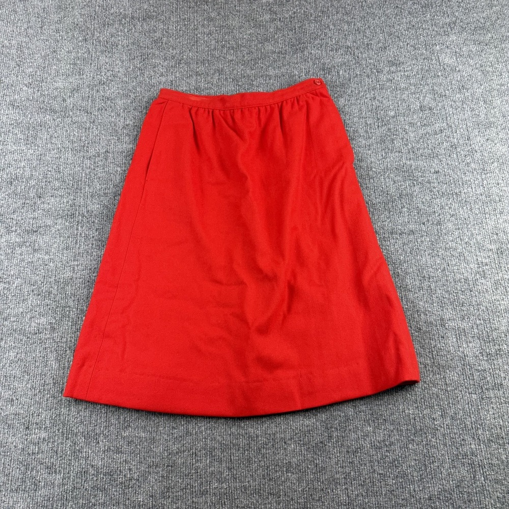 Vintage Pendleton Skirt Womens Petite 6 Red Wool A-Line Midi Lined Pockets USA